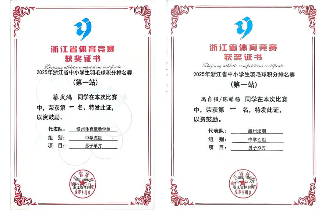 “浩康杯”2025年浙江省羽毛球积分排名赛